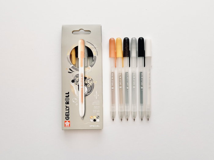 SAKURA Gelly Roll Estuche de 6 Bolígrafos Retráctiles de Tinta Gel en Colores Variados